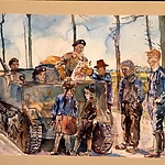 Franse soldaten in Drenthe, getekend door Van Dulmen Krumpelman