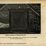 Het interieur van een armoedige woning te Hollandscheveld. Achter de kast de enige slaapplaats.