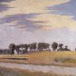 Schilderij van een landschap met bomen en opd e voorgrond een zandweg, vermoedelijk nabij Loon