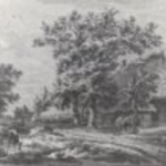 Tekening van E. van Drielst, voorstellende een dorpsgezicht van Wijster